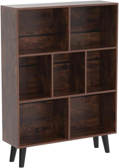 📚 Mid-Century Modern Bookshelf – Stylish 3 Tier Open Storage Bookcase for Living Room, Bedroom & Home Office ✨