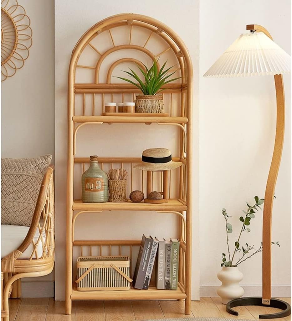 📚 Modern Arched Bookshelf – Elegant 4-Tier Open Display Shelf for Living Room, Bedroom & Home Office ✨
