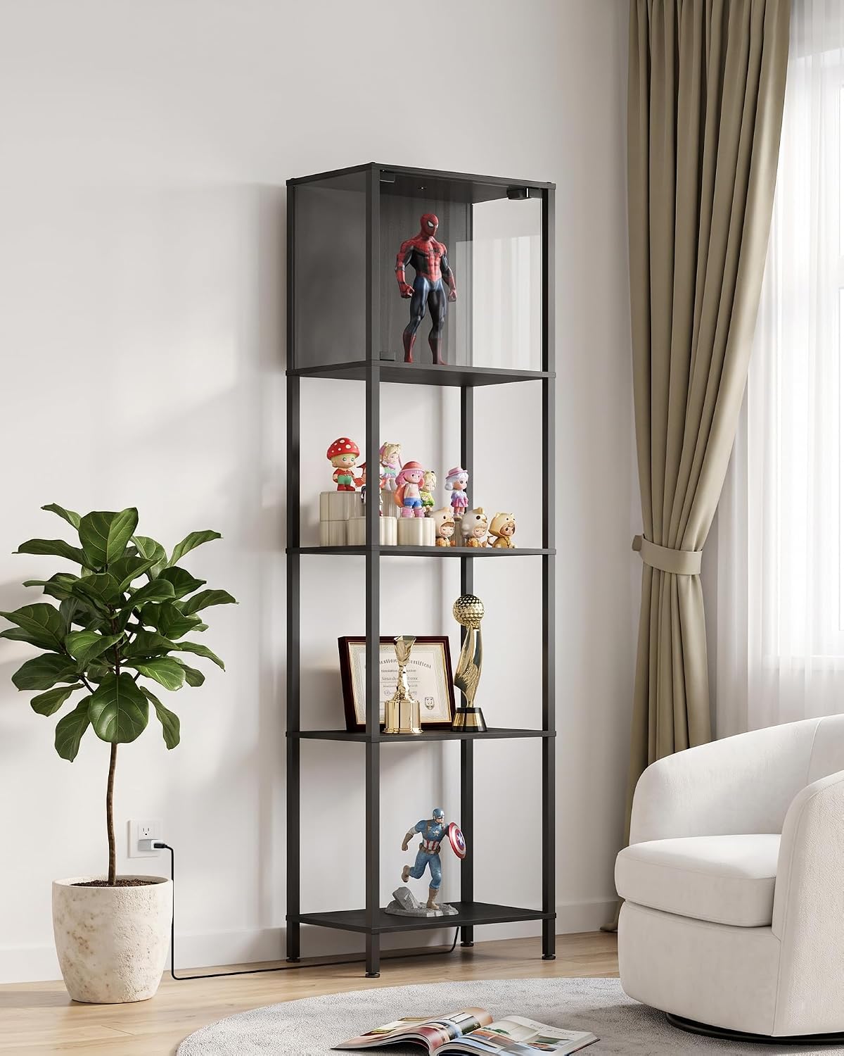 ✨ Modern 5-Tier Display Bookshelf – Stylish Storage Shelf for Books, Collectibles, Plants & Home Décor 📚