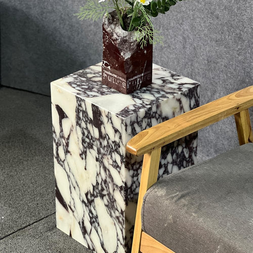 ✨ Luxury Marble Accent Table – Modern Square Side Table for Living Room & Bedroom Elegance 🤍