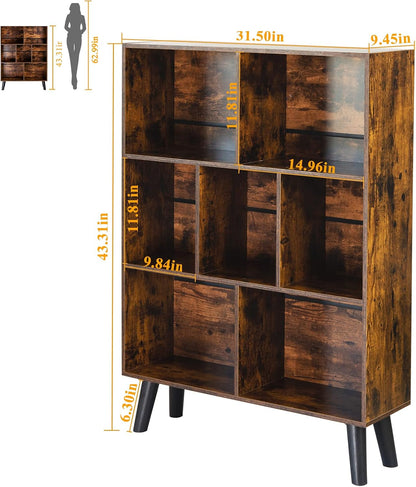 📚 Mid-Century Modern Bookshelf – Stylish 3 Tier Open Storage Bookcase for Living Room, Bedroom & Home Office ✨