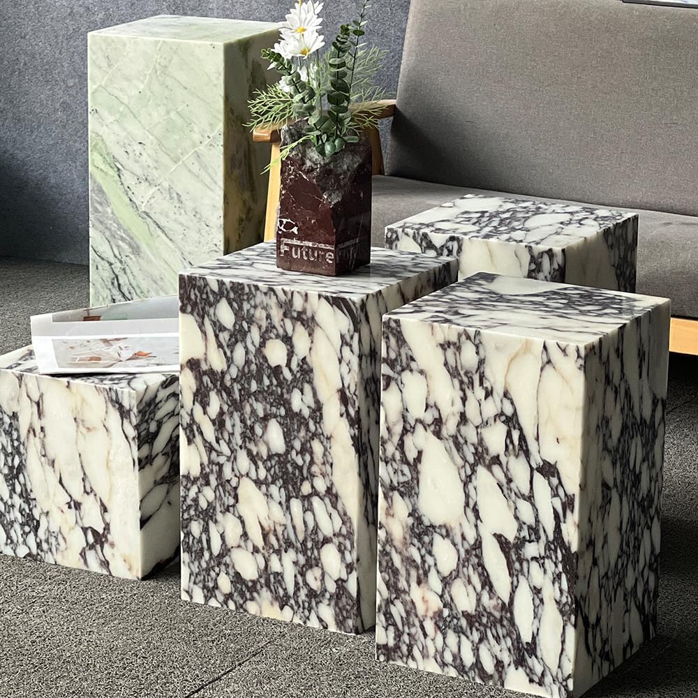 ✨ Luxury Marble Accent Table – Modern Square Side Table for Living Room & Bedroom Elegance 🤍