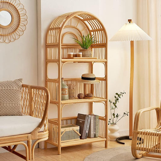 📚 Modern Arched Bookshelf – Elegant 4-Tier Open Display Shelf for Living Room, Bedroom & Home Office ✨