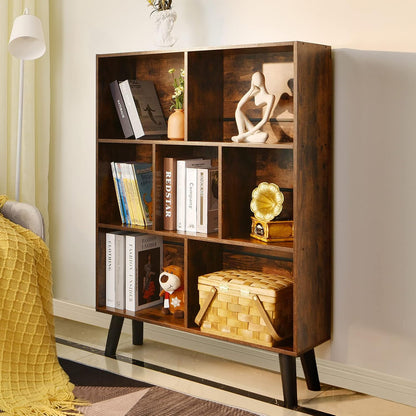 📚 Mid-Century Modern Bookshelf – Stylish 3 Tier Open Storage Bookcase for Living Room, Bedroom & Home Office ✨