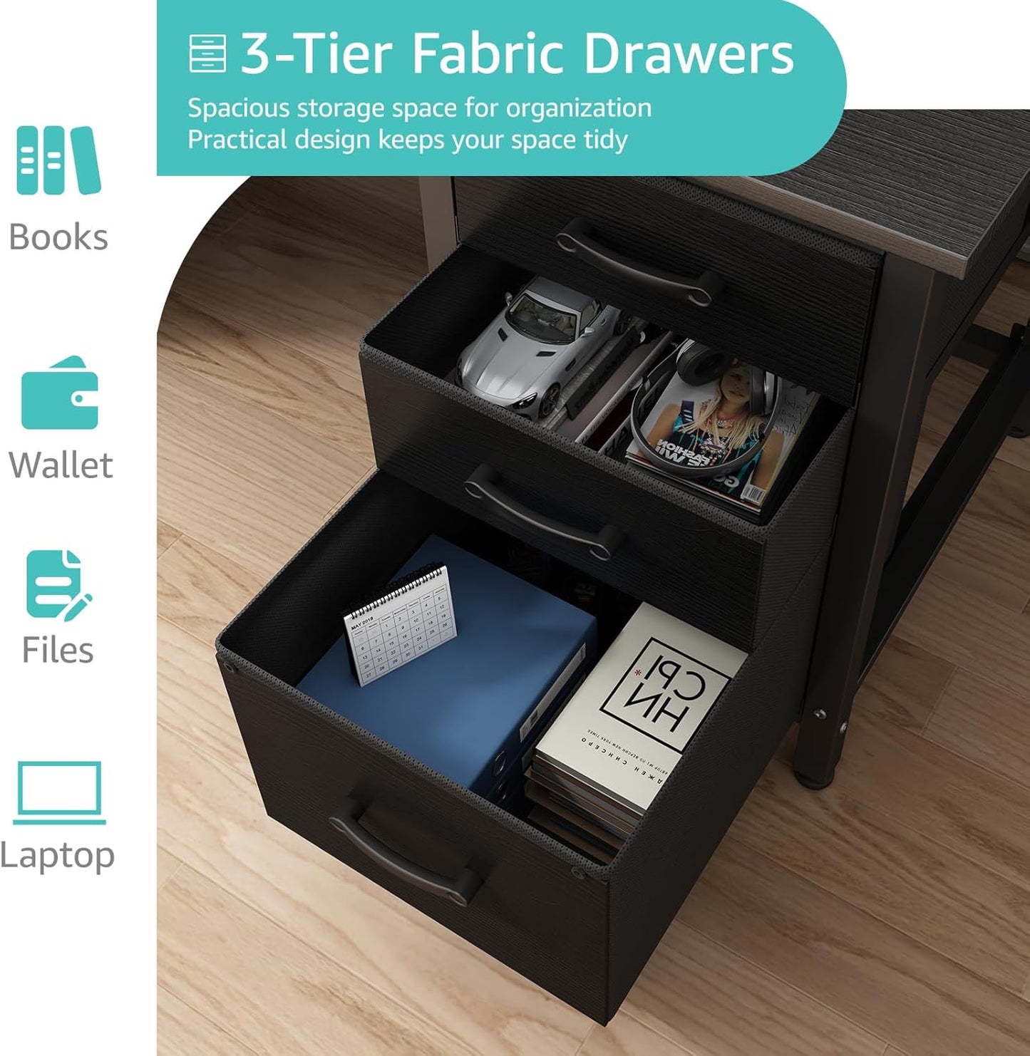 💻 Modern Home Office Desk with Storage Cabinet – Stylish Computer Writing Desk for Work, Study & Gaming ✨
