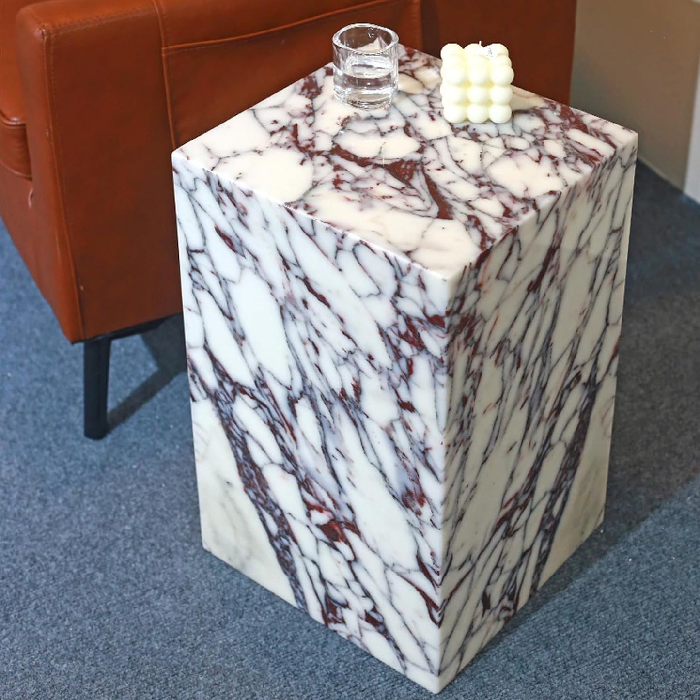 ✨ Luxury Marble Accent Table – Modern Square Side Table for Living Room & Bedroom Elegance 🤍