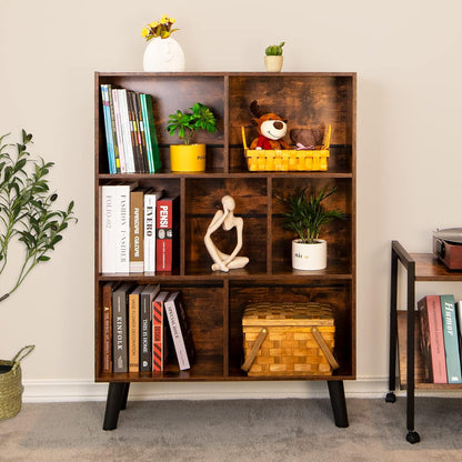 📚 Mid-Century Modern Bookshelf – Stylish 3 Tier Open Storage Bookcase for Living Room, Bedroom & Home Office ✨