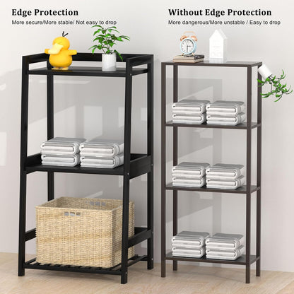 🌿 Natural Bamboo Ladder Shelf – 3 Tier Storage Organizer for Bathroom, Bedroom & Living Room Décor ✨