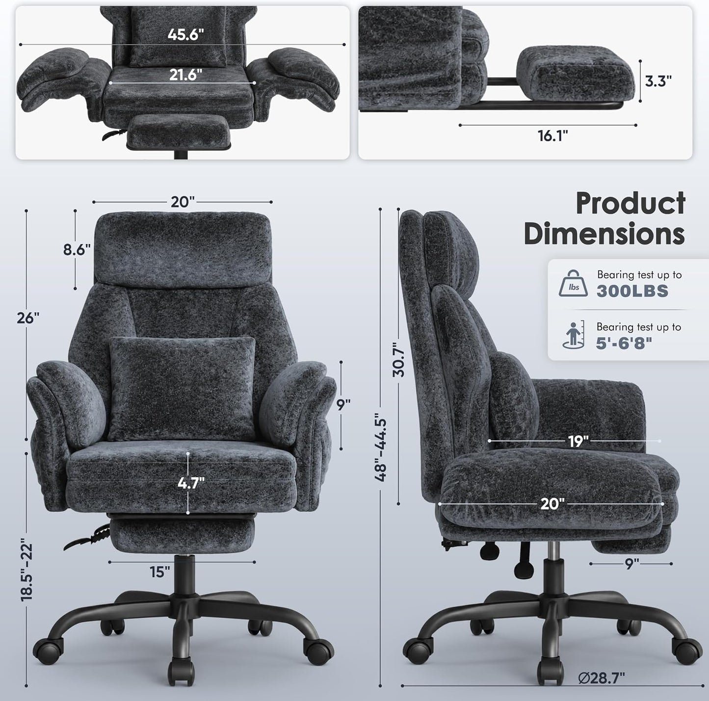 ✨ Luxury Ergonomic Reclining Office Chair – High Back Lounge Gaming Chair with Footrest & Adjustable Armrests 🪑