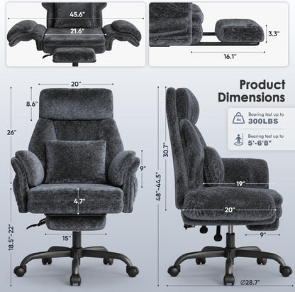 ✨ Luxury Ergonomic Reclining Office Chair – High Back Lounge Gaming Chair with Footrest & Adjustable Armrests 🪑