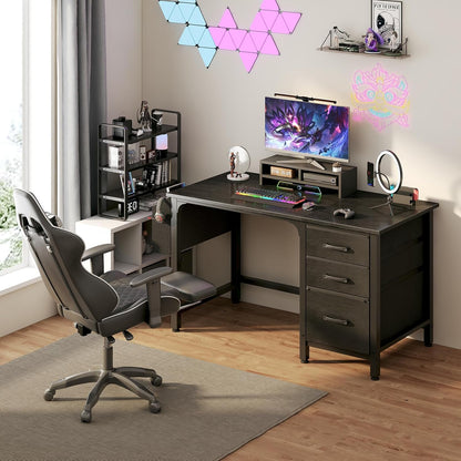 💻 Modern Home Office Desk with Storage Cabinet – Stylish Computer Writing Desk for Work, Study & Gaming ✨
