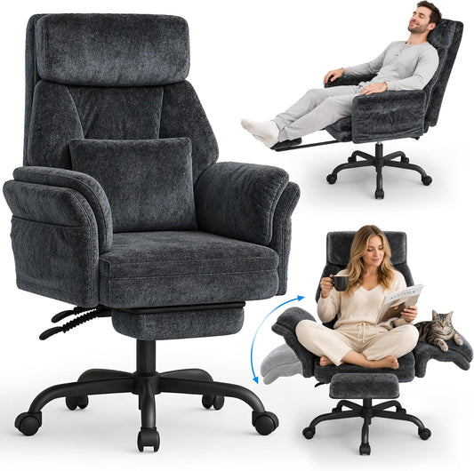✨ Luxury Ergonomic Reclining Office Chair – High Back Lounge Gaming Chair with Footrest & Adjustable Armrests 🪑