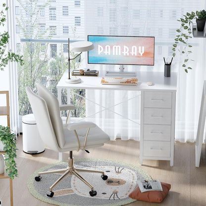 💻 Modern Computer Desk with Drawers – Stylish Home Office Writing Desk for Bedroom & Small Spaces ✨