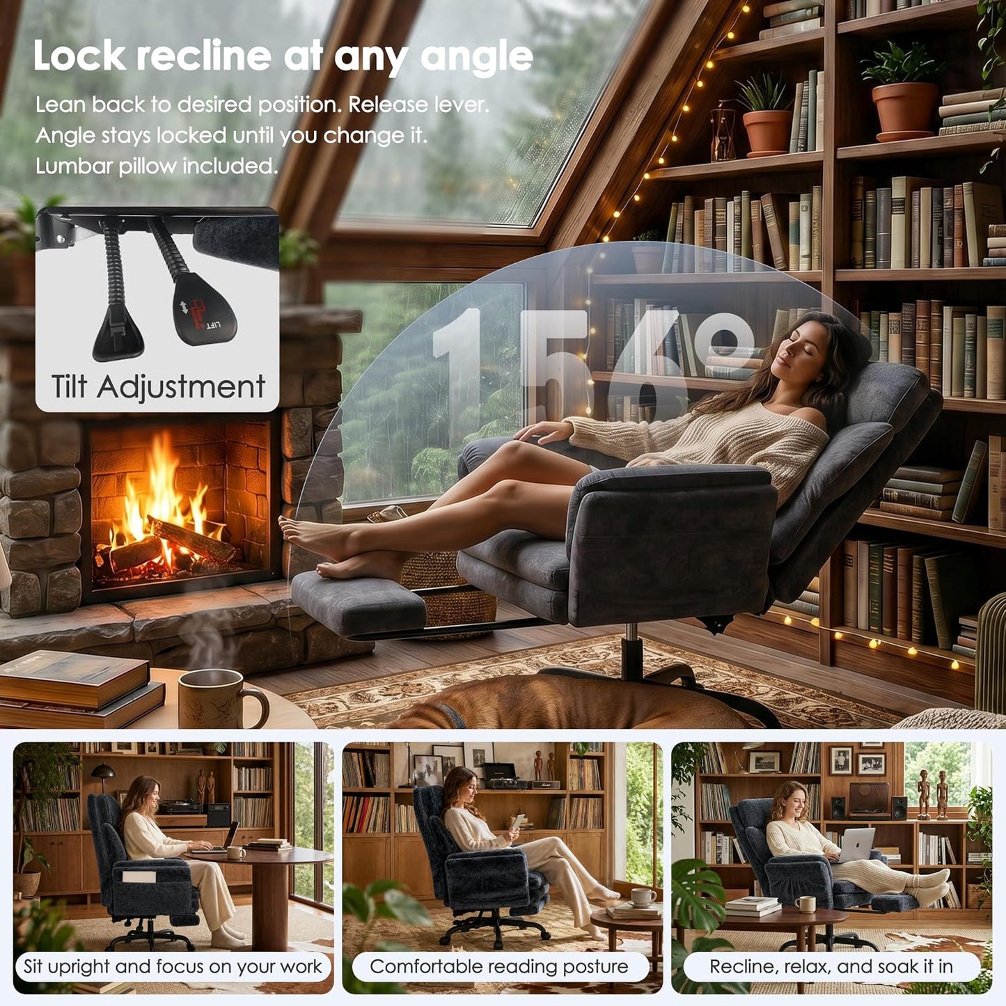 ✨ Luxury Ergonomic Reclining Office Chair – High Back Lounge Gaming Chair with Footrest & Adjustable Armrests 🪑
