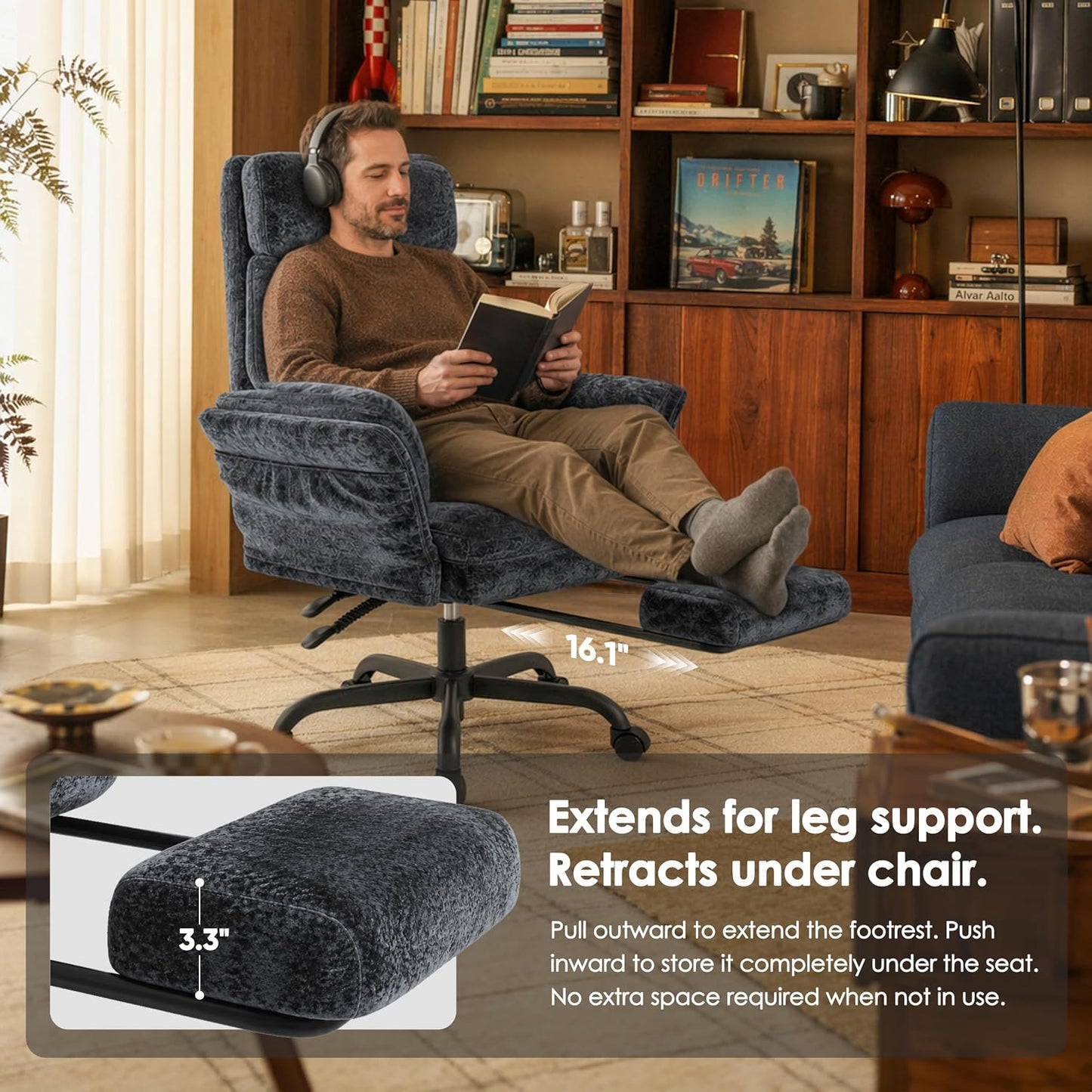 ✨ Luxury Ergonomic Reclining Office Chair – High Back Lounge Gaming Chair with Footrest & Adjustable Armrests 🪑