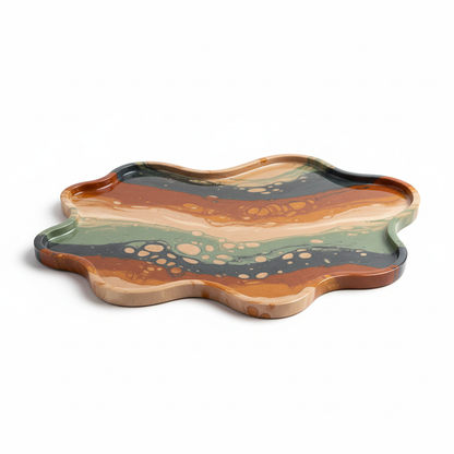 Abstract resin art decorative tray
