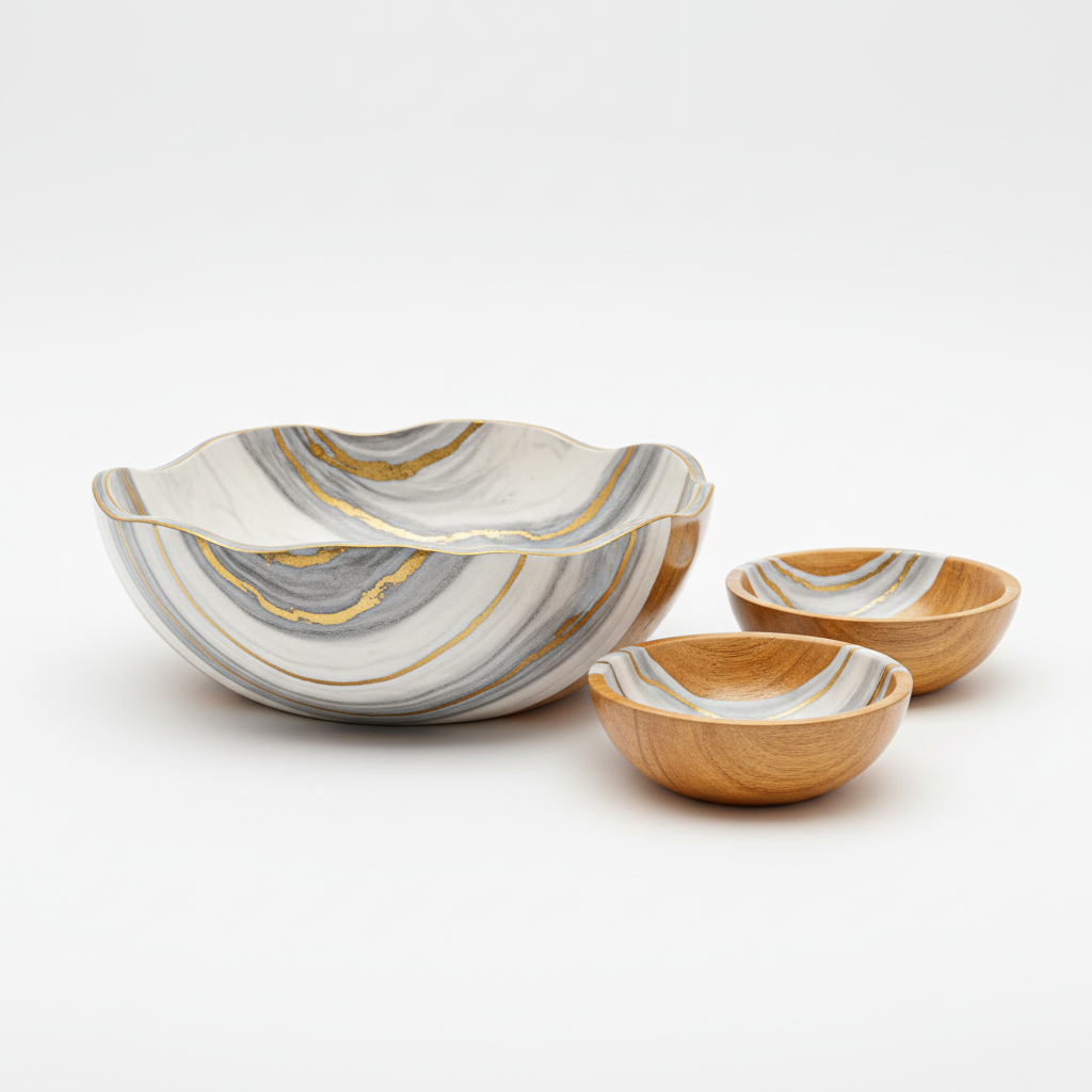 Handcrafted wooden decorative bowl