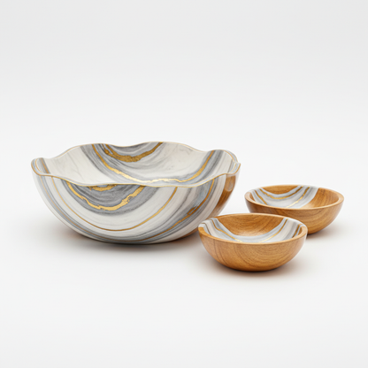 Handcrafted wooden decorative bowl